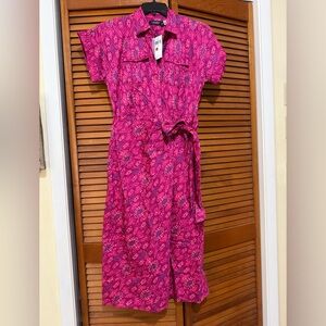 Ralph Lauren NWT Size 4, Fuschia Western Aztec Pattern short sleeve Midi Dress.